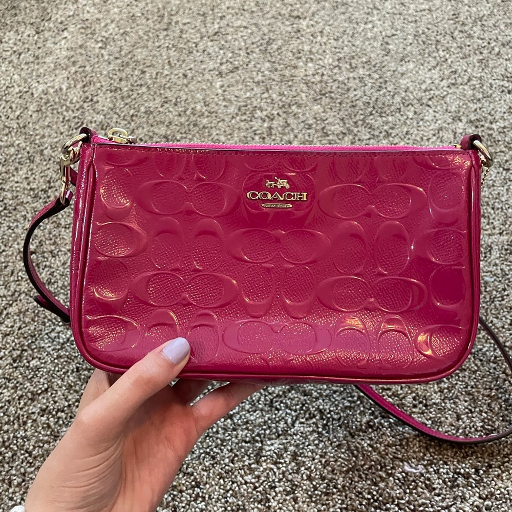 Coach cranberry Signature Debossed Crossbody
